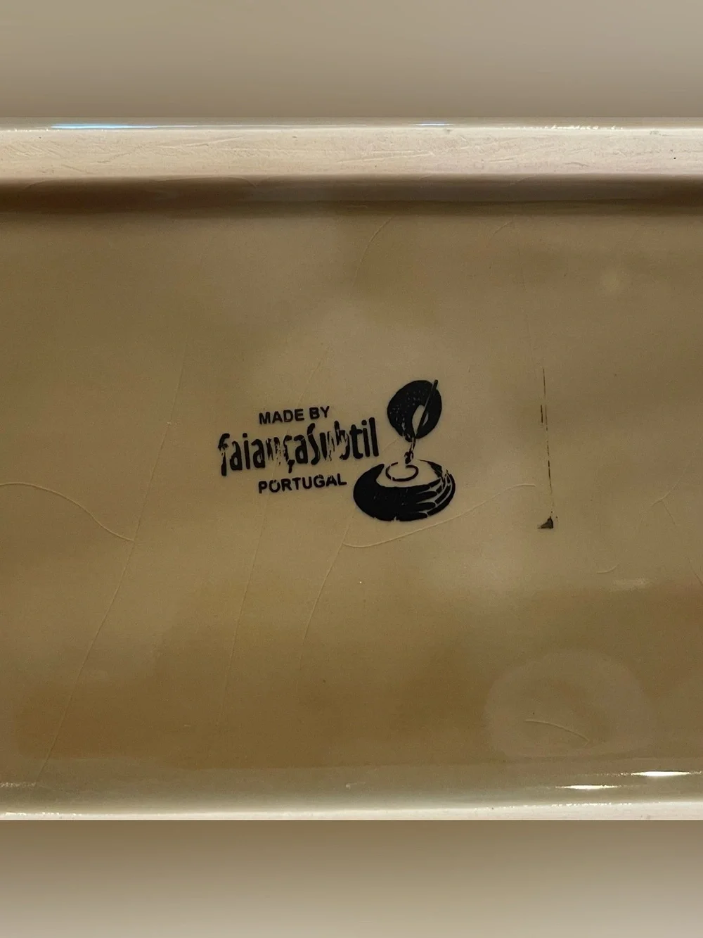 Vintage Portugal Ceramic Tray Olive Green MCM